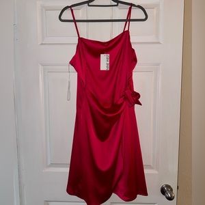 Bright pink satin nine west dress